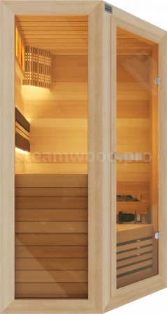 Одноместная угловая финская сауна Comfort из кедра